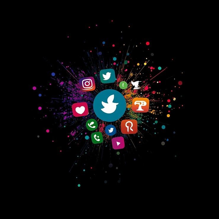 imgi 50 black background with explosion colors outwards famous social media icons 1096167 140715